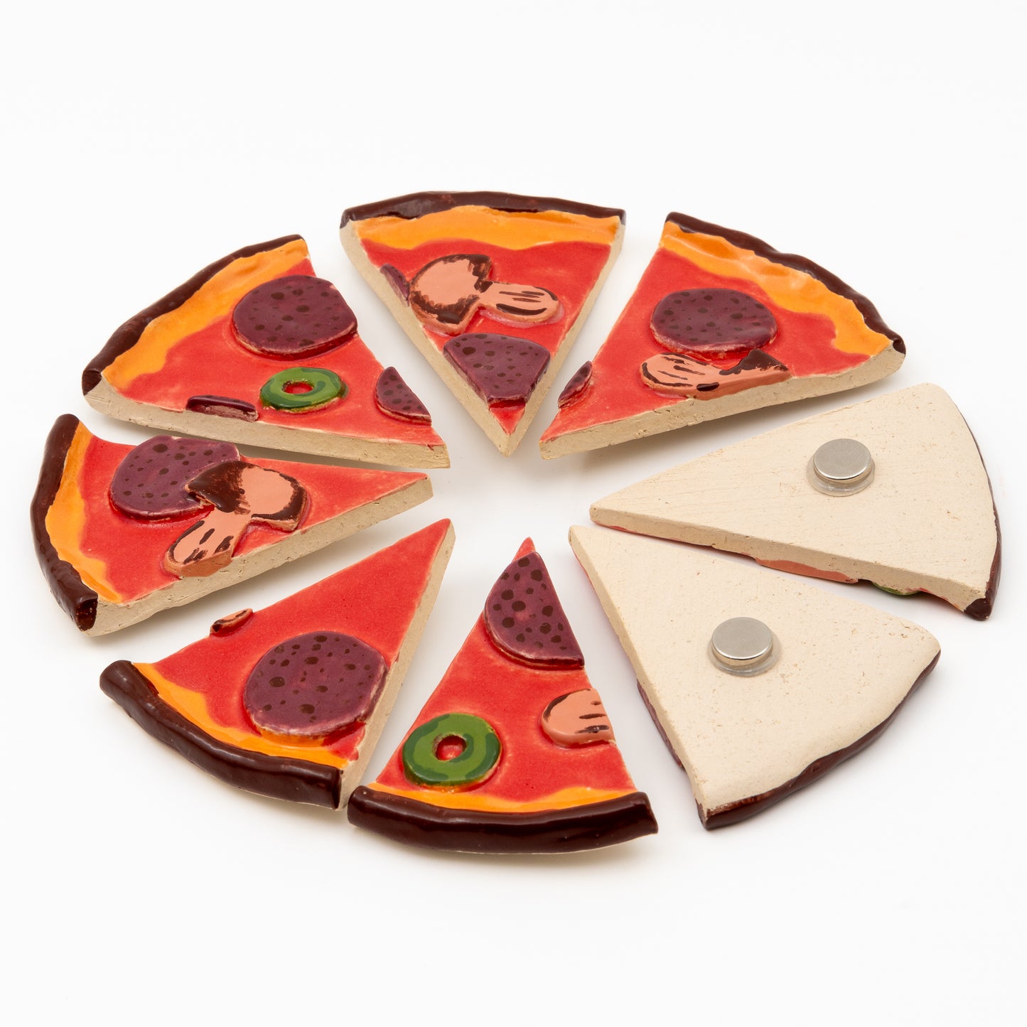Pizza fridge magnets set