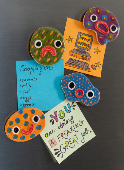 Face fridge magnets set